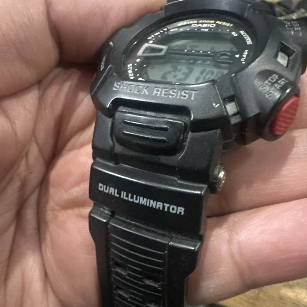 Working VTG Casio G-Shock Mudman G-9000 46mm Digital Mens Watch-EVERYTHING WORKS